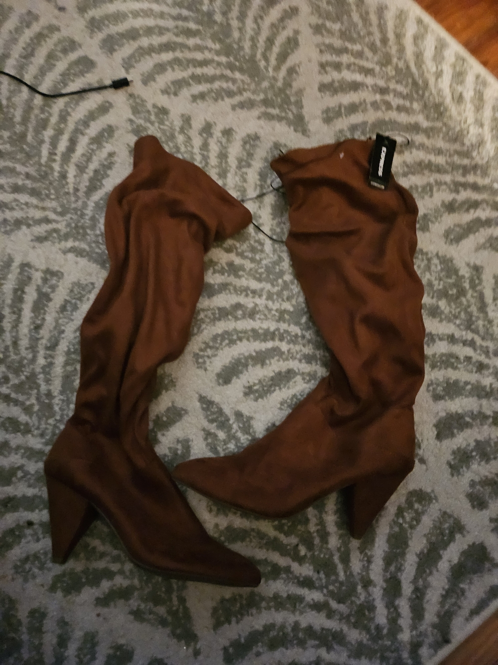 Express Brown Over-the-Knee Slouchy Heel Boots